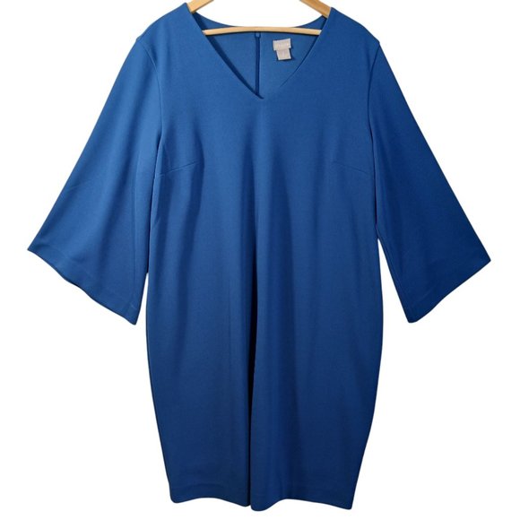 Chico's, Duchess Blue, Solid Full Cut Dress. Chicos size 3, or U.S. size 16/XL - Picture 1 of 10